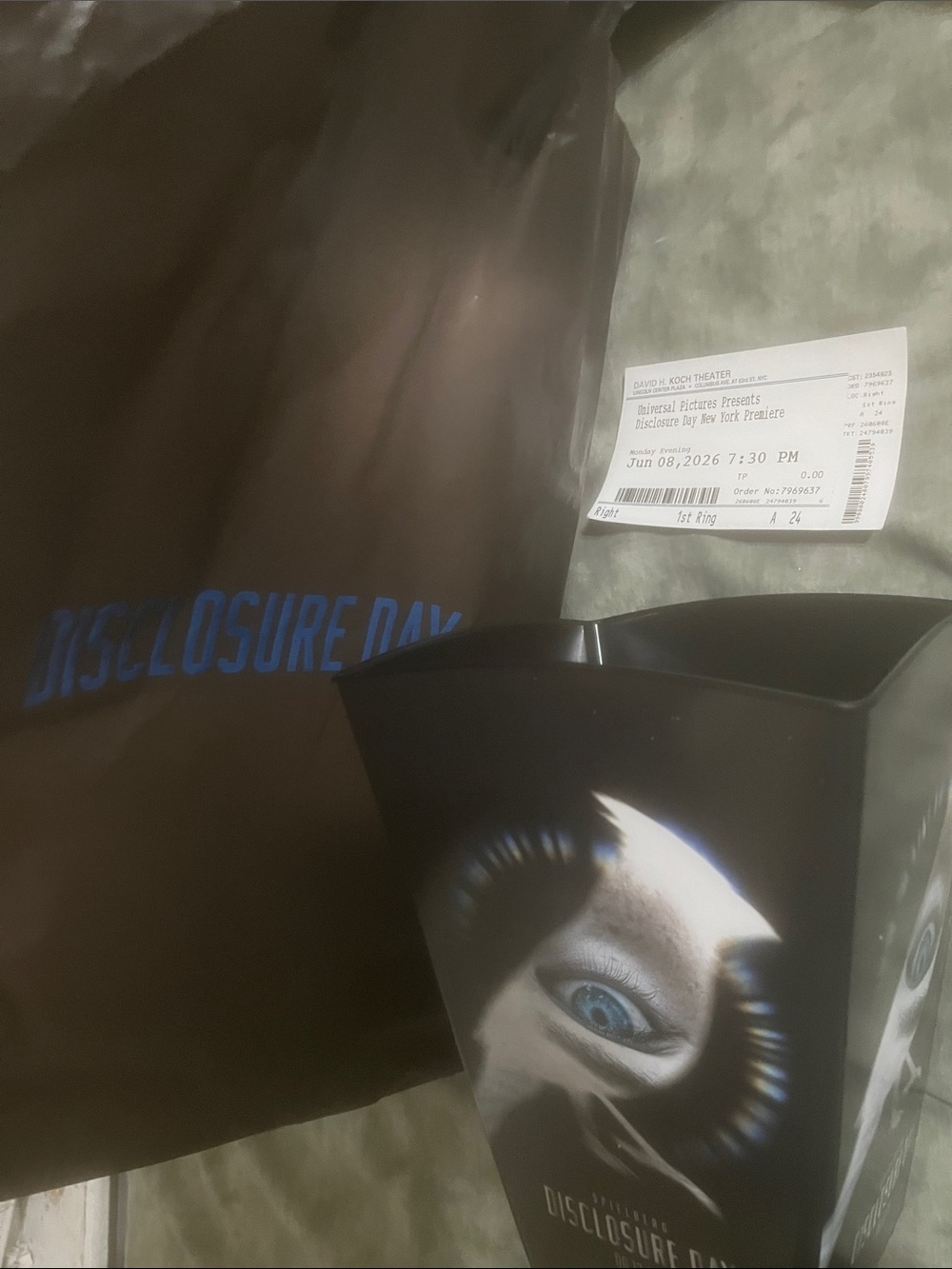 Disclosure Day PREMIERE BUNDLE Ticket Bucket Bag NEW 6/8/26 Emily B Speilberg
